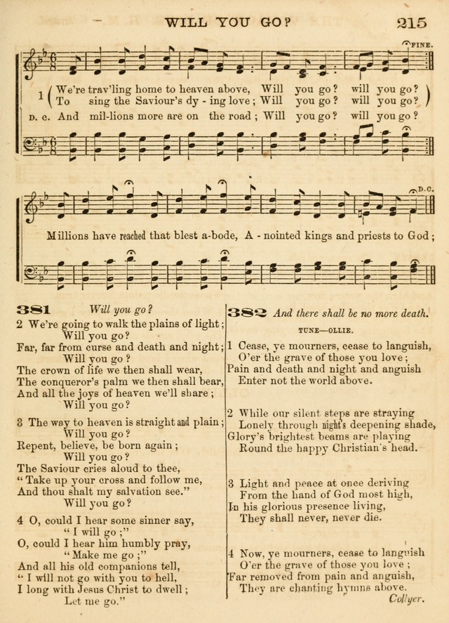 Hallowed Songs: a collection of the most popular hymns and tunes, both old, and new, designed for prayer and social meetings, revivals, family worship, and Sabbath schools page 215