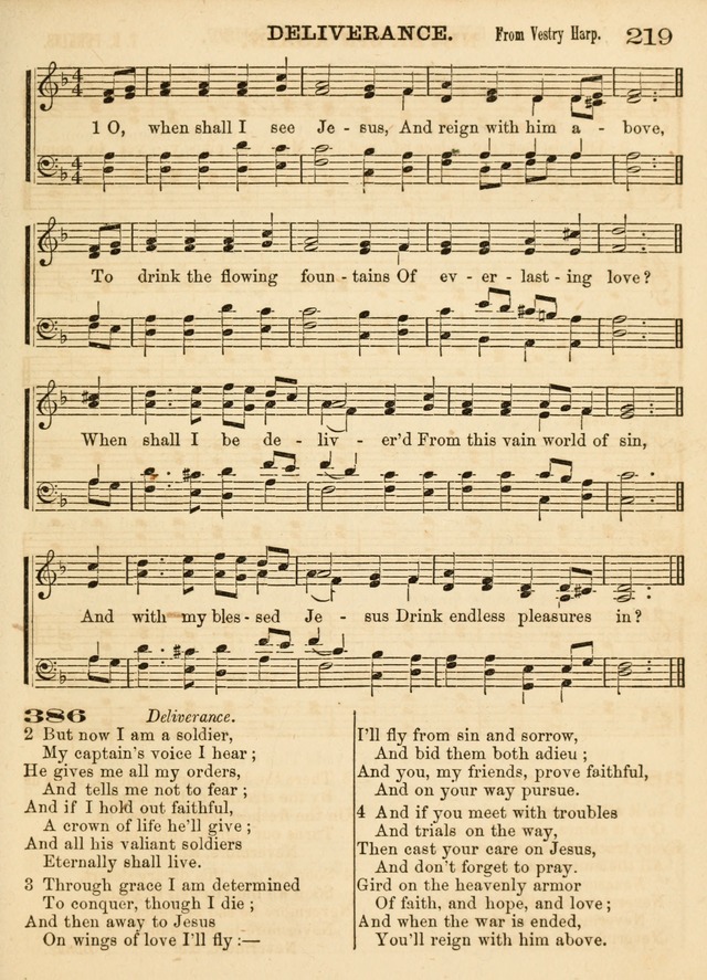 Hallowed Songs: a collection of the most popular hymns and tunes, both old, and new, designed for prayer and social meetings, revivals, family worship, and Sabbath schools page 219