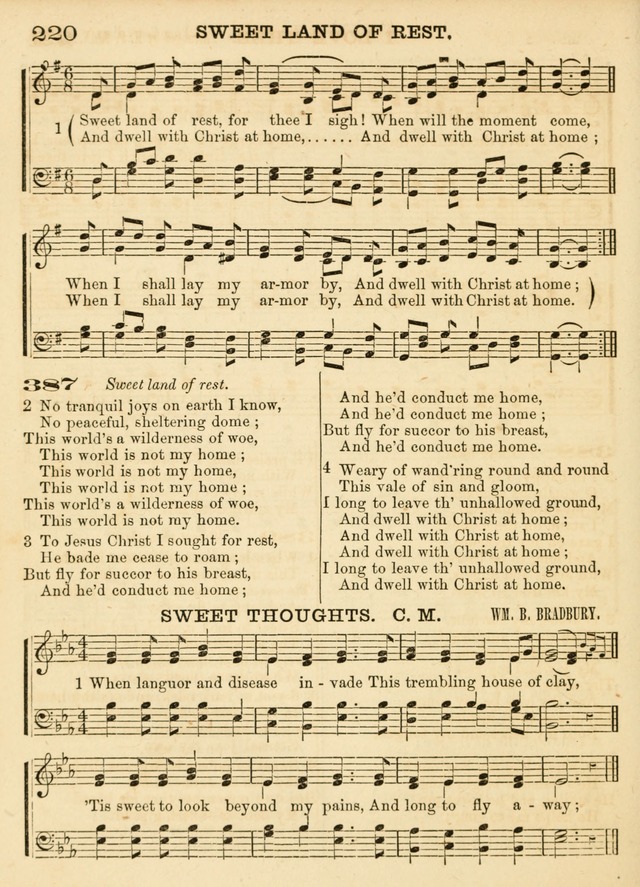 Hallowed Songs: a collection of the most popular hymns and tunes, both old, and new, designed for prayer and social meetings, revivals, family worship, and Sabbath schools page 220