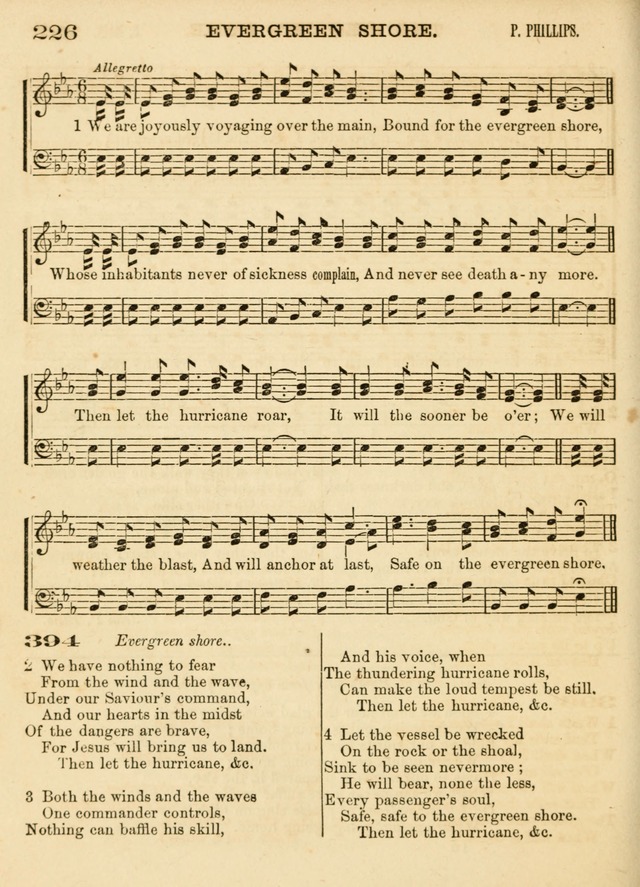 Hallowed Songs: a collection of the most popular hymns and tunes, both old, and new, designed for prayer and social meetings, revivals, family worship, and Sabbath schools page 226