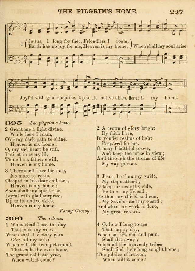 Hallowed Songs: a collection of the most popular hymns and tunes, both old, and new, designed for prayer and social meetings, revivals, family worship, and Sabbath schools page 227