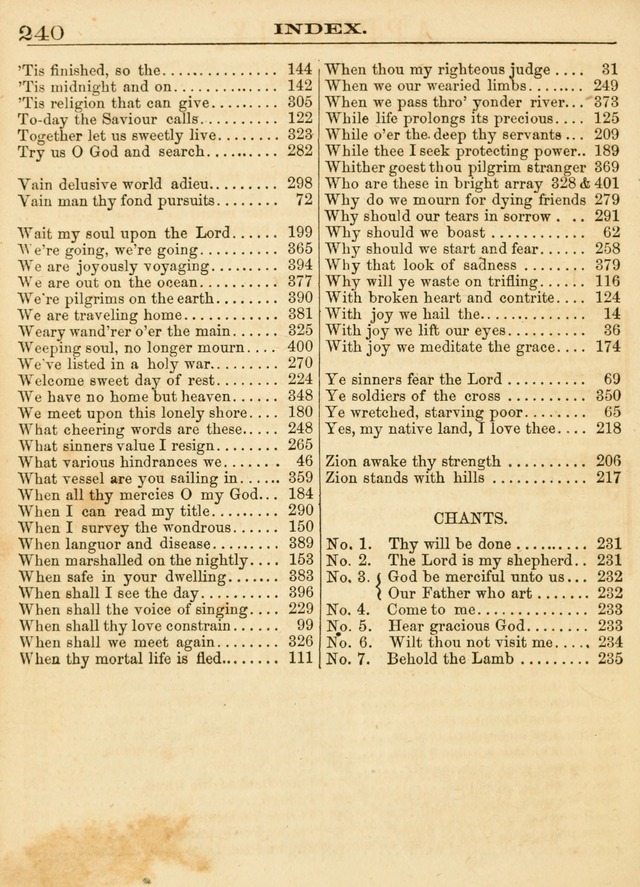 Hallowed Songs: a collection of the most popular hymns and tunes, both old, and new, designed for prayer and social meetings, revivals, family worship, and Sabbath schools page 240