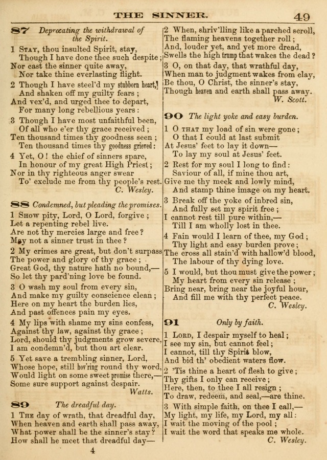Hallowed Songs: a collection of the most popular hymns and tunes, both old, and new, designed for prayer and social meetings, revivals, family worship, and Sabbath schools page 49