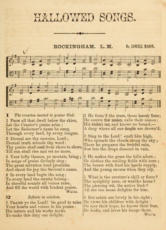 Hallowed Songs: a collection of the most popular hymns and tunes, both old, and new, designed for prayer and social meetings, revivals, family worship, and Sabbath schools page 7