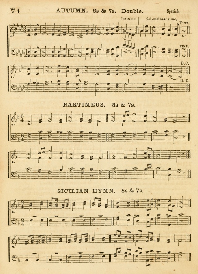 Hallowed Songs: a collection of the most popular hymns and tunes, both old, and new, designed for prayer and social meetings, revivals, family worship, and Sabbath schools page 74