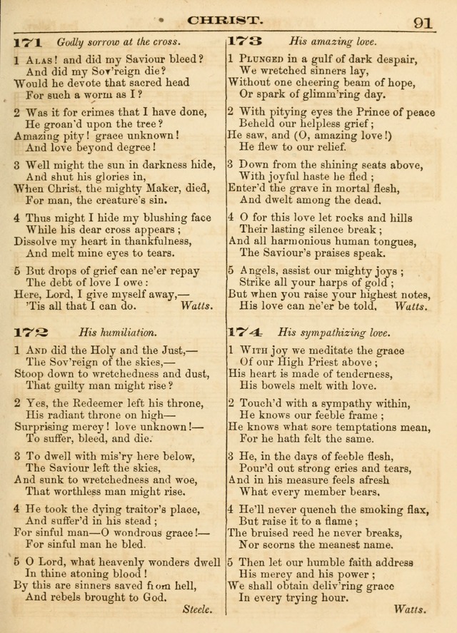 Hallowed Songs: a collection of the most popular hymns and tunes, both old, and new, designed for prayer and social meetings, revivals, family worship, and Sabbath schools page 91