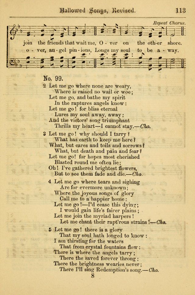 Hallowed Songs: for prayer and social meetings, containing hymns and tunes, carefully selected from all sources, both old and new, and are of the most spiritual..(Newly Revised) page 113