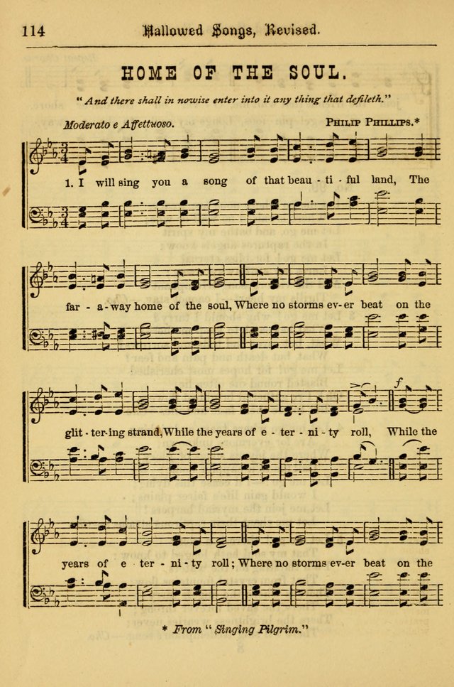 Hallowed Songs: for prayer and social meetings, containing hymns and tunes, carefully selected from all sources, both old and new, and are of the most spiritual..(Newly Revised) page 114