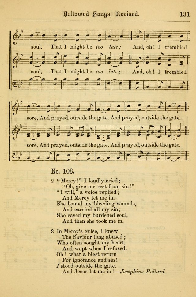 Hallowed Songs: for prayer and social meetings, containing hymns and tunes, carefully selected from all sources, both old and new, and are of the most spiritual..(Newly Revised) page 131