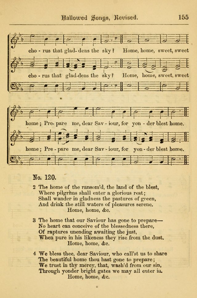 Hallowed Songs: for prayer and social meetings, containing hymns and tunes, carefully selected from all sources, both old and new, and are of the most spiritual..(Newly Revised) page 155