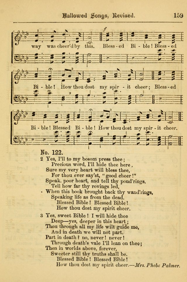 Hallowed Songs: for prayer and social meetings, containing hymns and tunes, carefully selected from all sources, both old and new, and are of the most spiritual..(Newly Revised) page 159