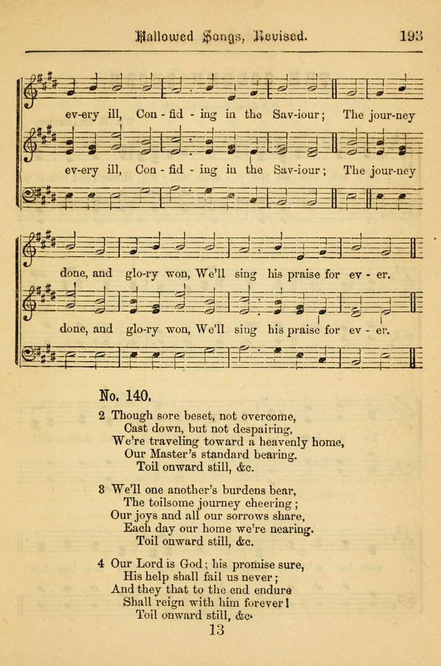 Hallowed Songs: for prayer and social meetings, containing hymns and tunes, carefully selected from all sources, both old and new, and are of the most spiritual..(Newly Revised) page 193