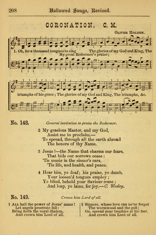 Hallowed Songs: for prayer and social meetings, containing hymns and tunes, carefully selected from all sources, both old and new, and are of the most spiritual..(Newly Revised) page 208