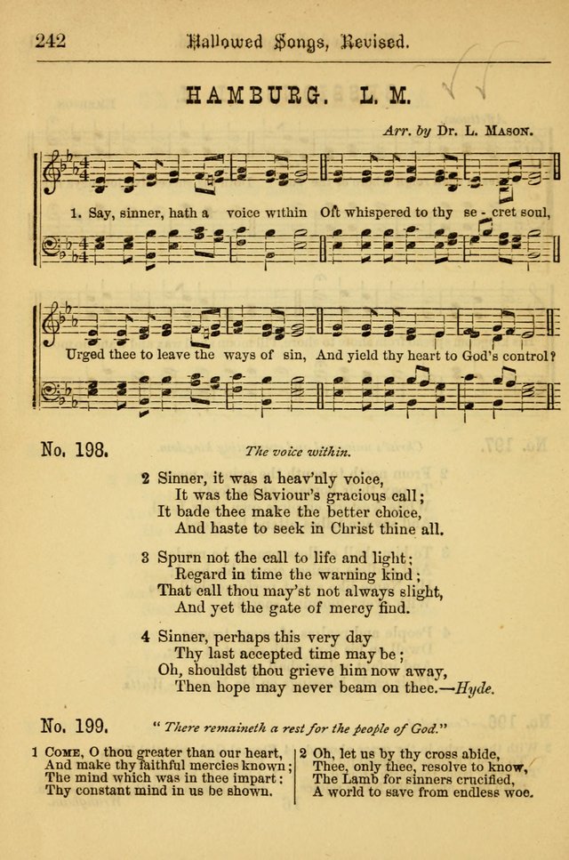 Hallowed Songs: for prayer and social meetings, containing hymns and tunes, carefully selected from all sources, both old and new, and are of the most spiritual..(Newly Revised) page 242