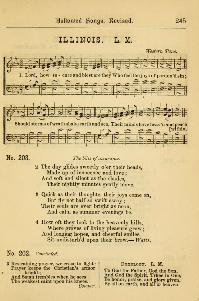 Hallowed Songs: for prayer and social meetings, containing hymns and tunes, carefully selected from all sources, both old and new, and are of the most spiritual..(Newly Revised) page 245