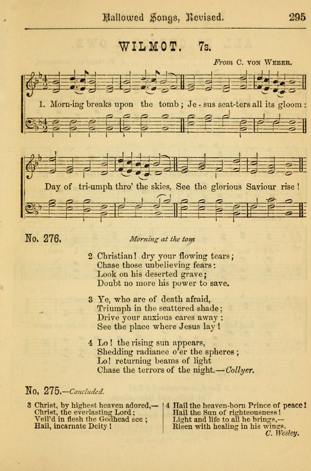 Hallowed Songs: for prayer and social meetings, containing hymns and tunes, carefully selected from all sources, both old and new, and are of the most spiritual..(Newly Revised) page 295