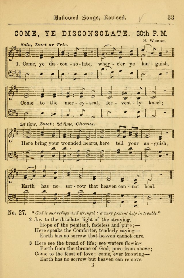 Hallowed Songs: for prayer and social meetings, containing hymns and tunes, carefully selected from all sources, both old and new, and are of the most spiritual..(Newly Revised) page 33