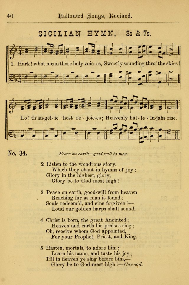 Hallowed Songs: for prayer and social meetings, containing hymns and tunes, carefully selected from all sources, both old and new, and are of the most spiritual..(Newly Revised) page 40