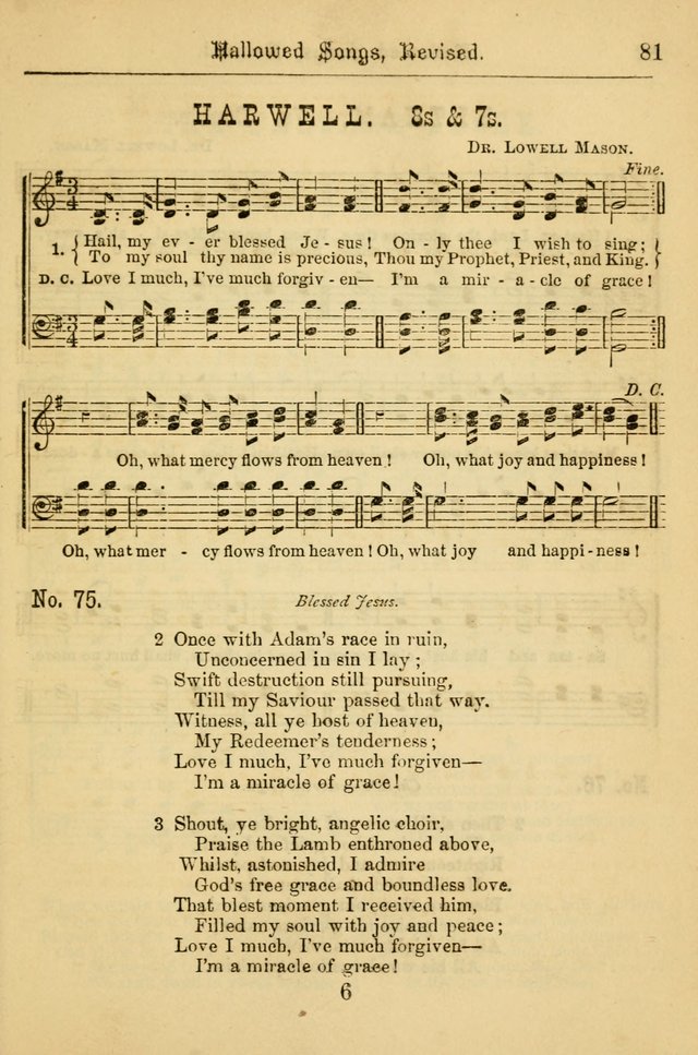 Hallowed Songs: for prayer and social meetings, containing hymns and tunes, carefully selected from all sources, both old and new, and are of the most spiritual..(Newly Revised) page 81