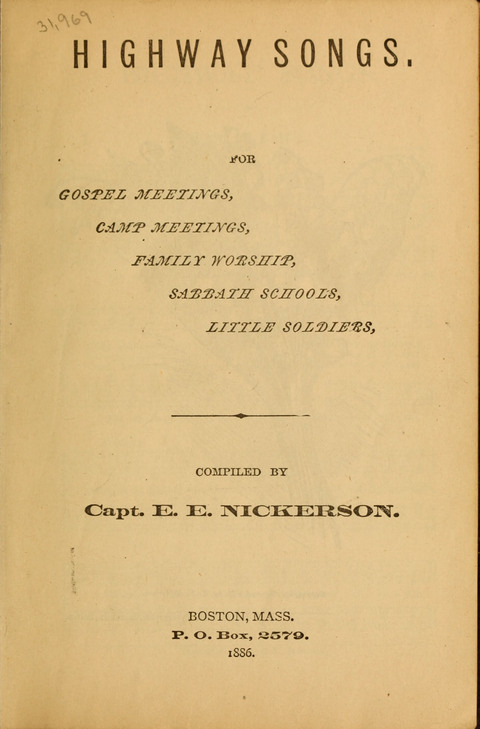 Highway Songs: for Gospel meetings, camp meetings, family worship, Sabbath schools, little soldiers page iv