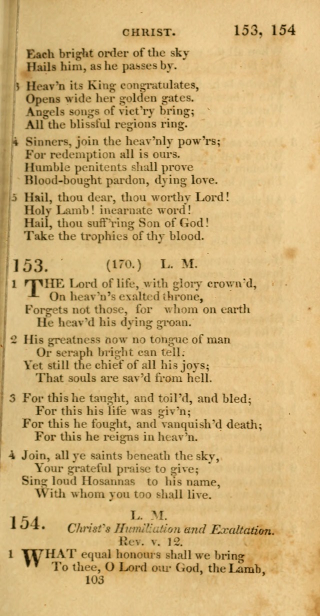 Hymns, Selected and Original: for public and private worship (1st ed.) page 103