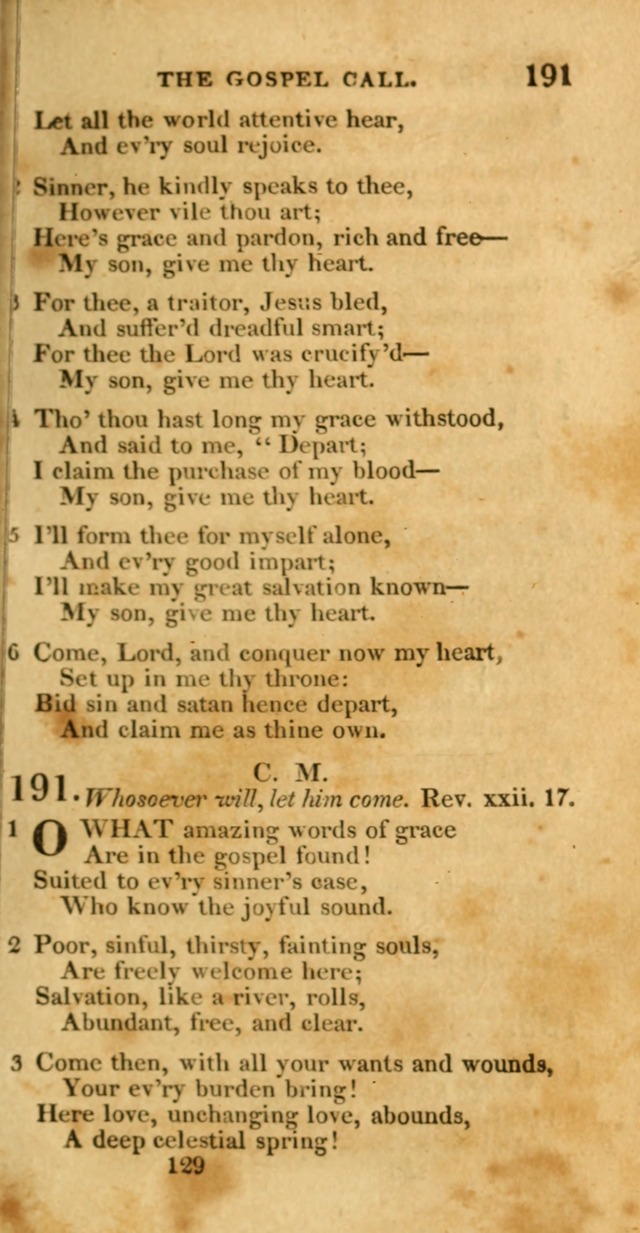 Hymns, Selected and Original: for public and private worship (1st ed.) page 129