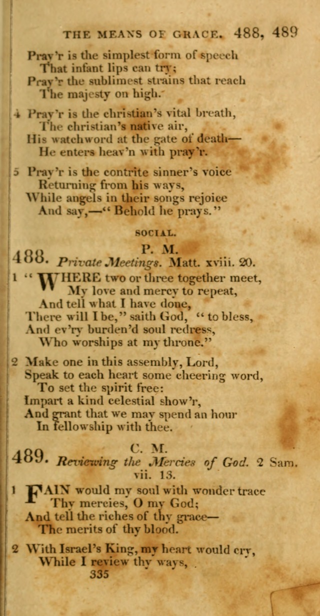 Hymns, Selected and Original: for public and private worship (1st ed.) page 335