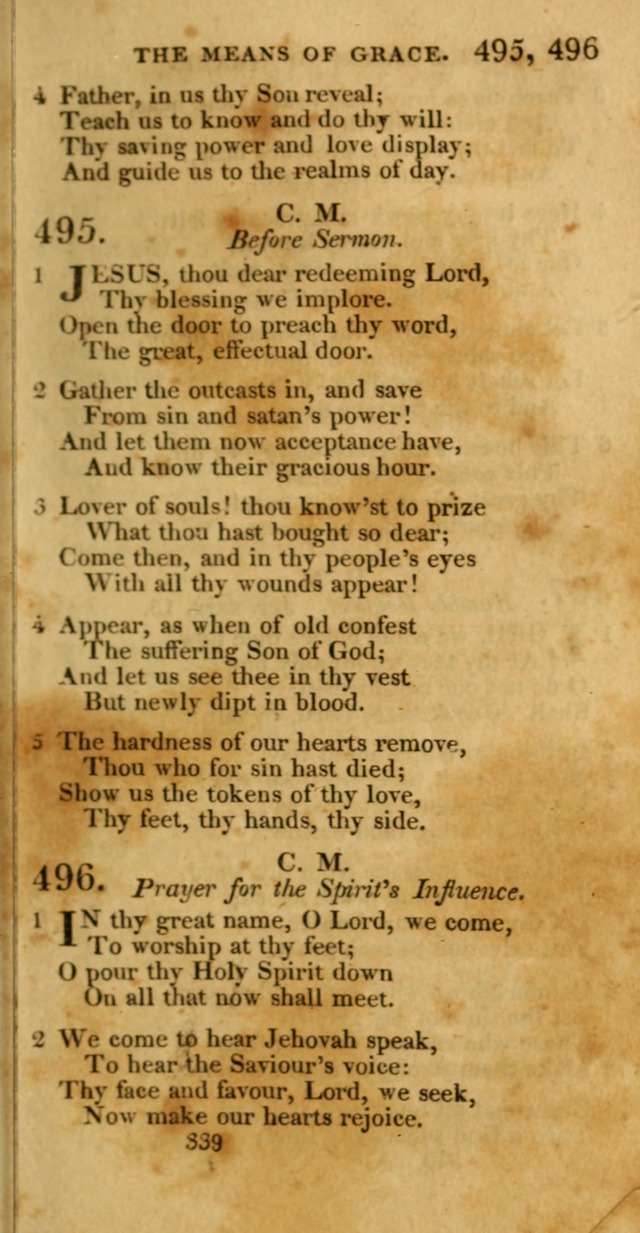 Hymns, Selected and Original: for public and private worship (1st ed.) page 339