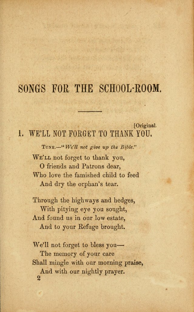 Home Song Book, prepared for the use of the Children of the Home for the Friendless page 1