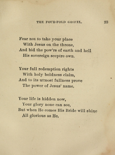 Hymns and Song of the Four-Fold Gospel and the Fullness of Jesus page 23