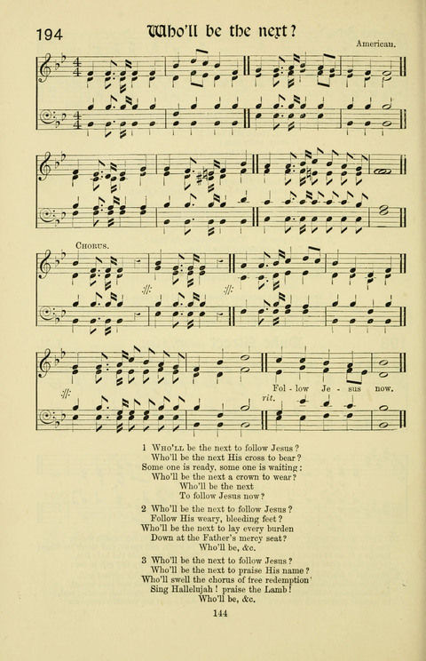 Hymns and Songs: for Mission Services and Conventions, with tunes (Enlarged ed.) page 144