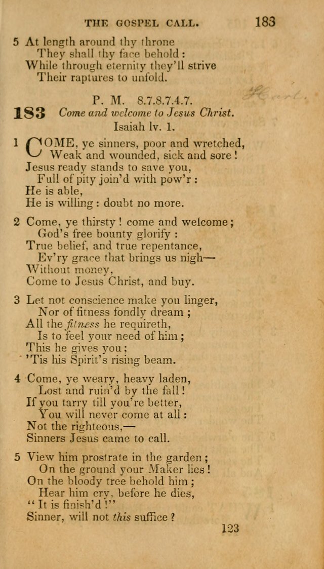 Hymns: selected and original, for public and private worship (30th ed.) page 123