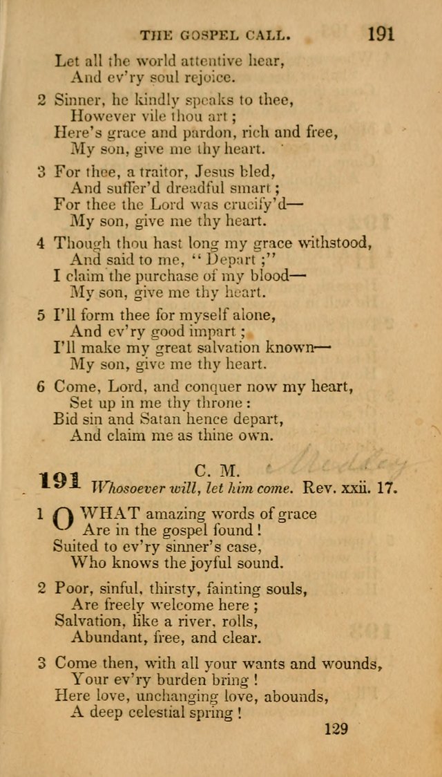 Hymns: selected and original, for public and private worship (30th ed.) page 129