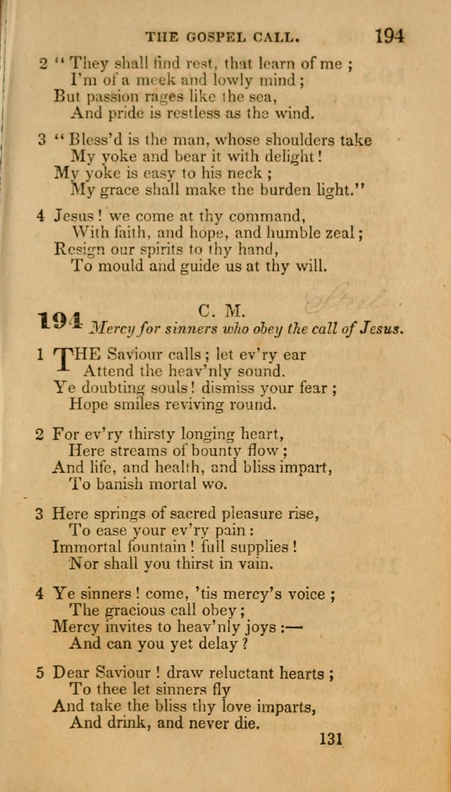 Hymns: selected and original, for public and private worship (30th ed.) page 131