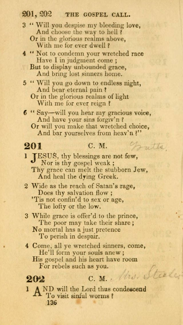 Hymns: selected and original, for public and private worship (30th ed.) page 136