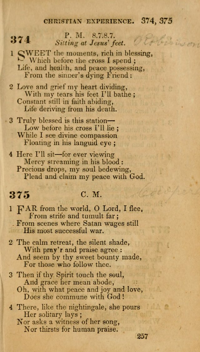 Hymns: selected and original, for public and private worship (30th ed.) page 257