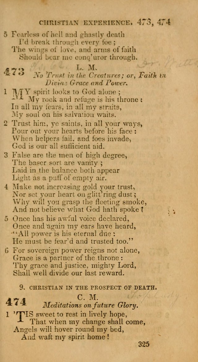 Hymns: selected and original, for public and private worship (30th ed.) page 325