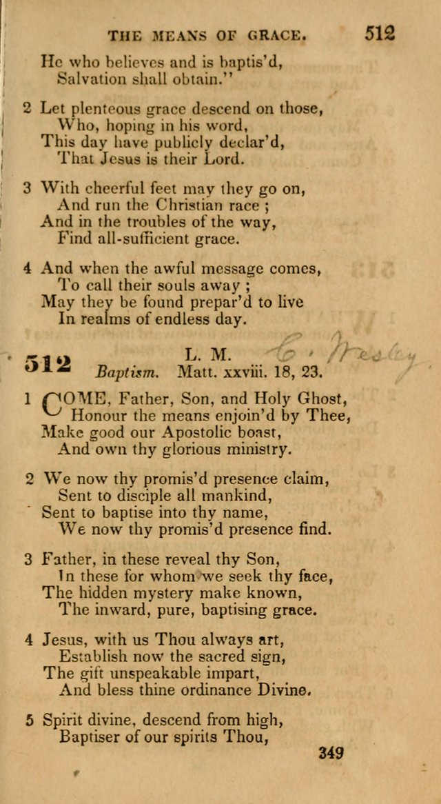 Hymns: selected and original, for public and private worship (30th ed.) page 349