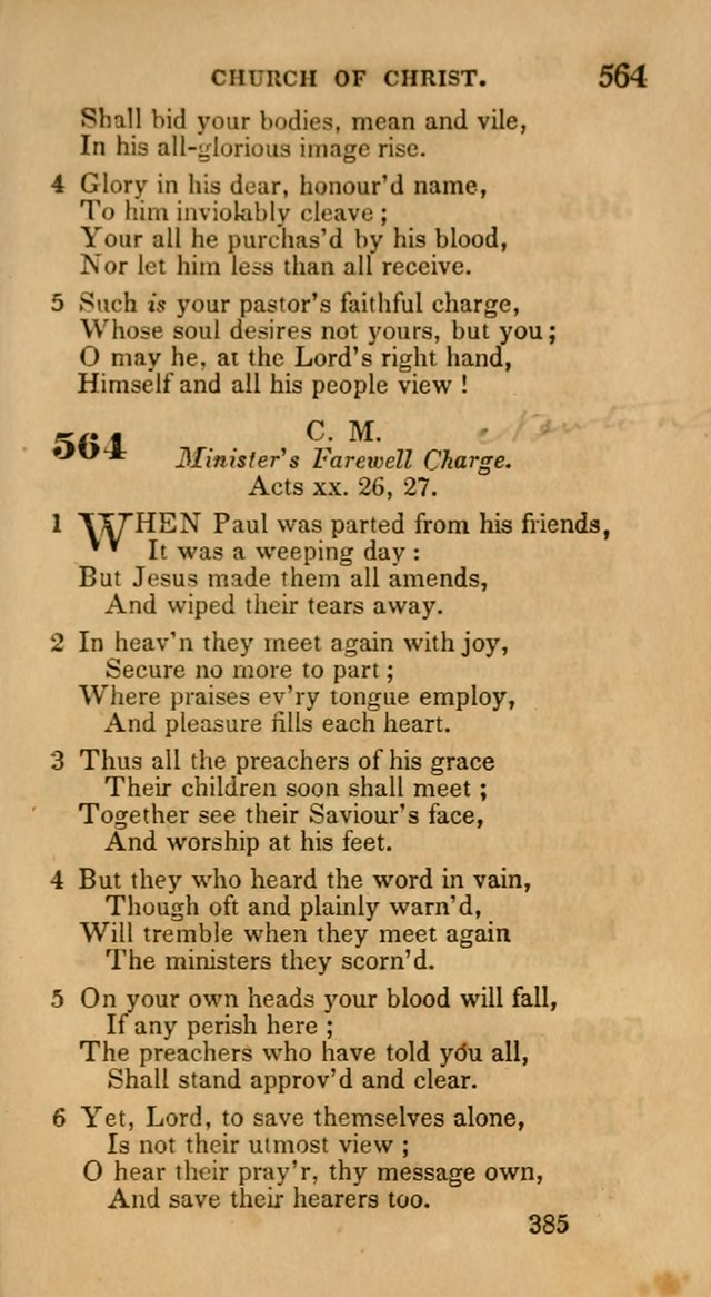 Hymns: selected and original, for public and private worship (30th ed.) page 385