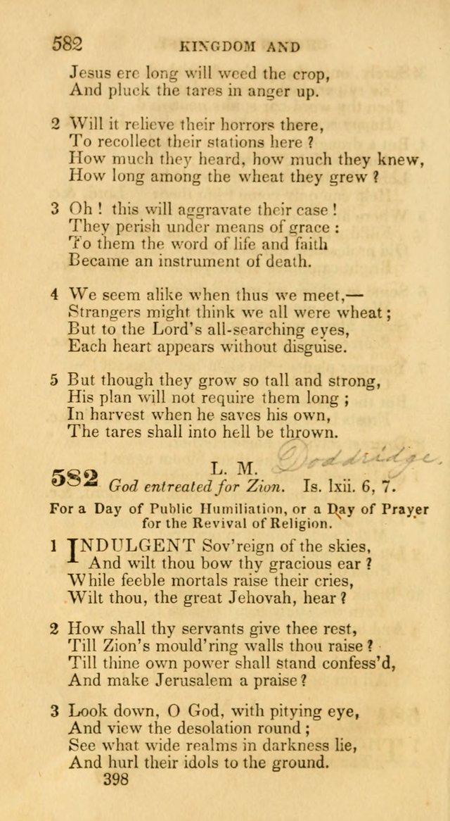 Hymns: selected and original, for public and private worship (30th ed.) page 398