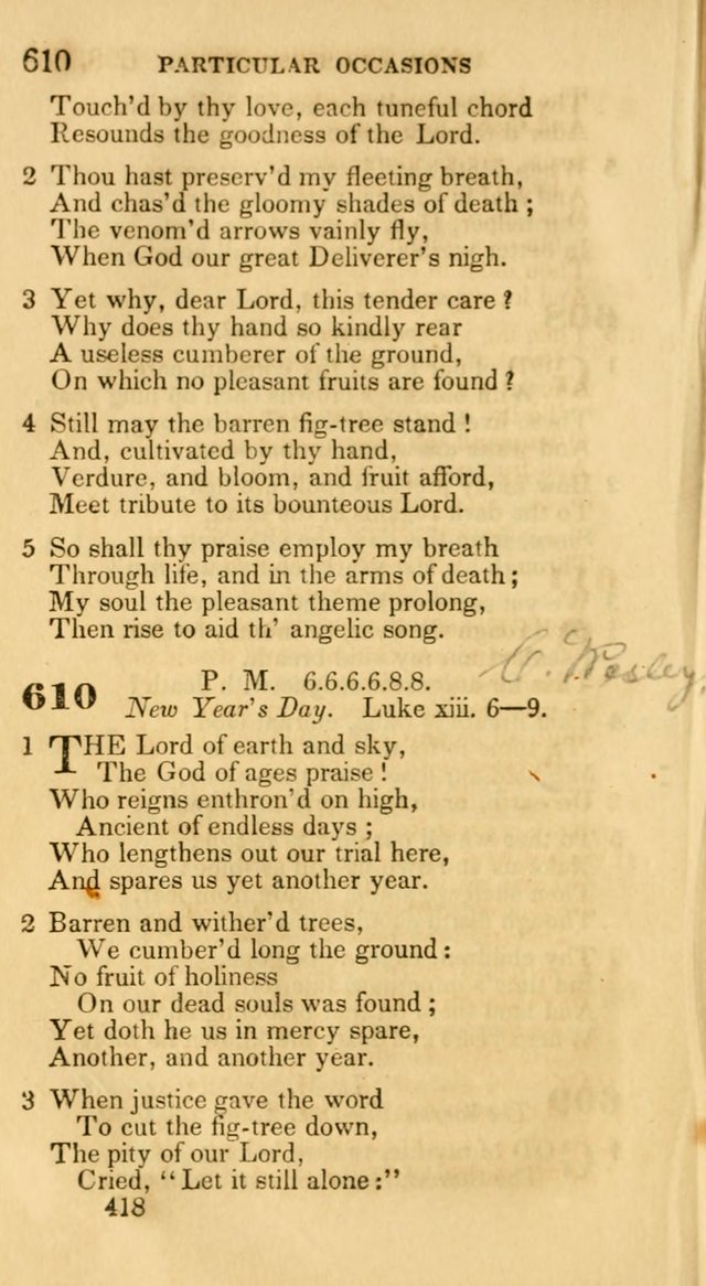 Hymns: selected and original, for public and private worship (30th ed.) page 418