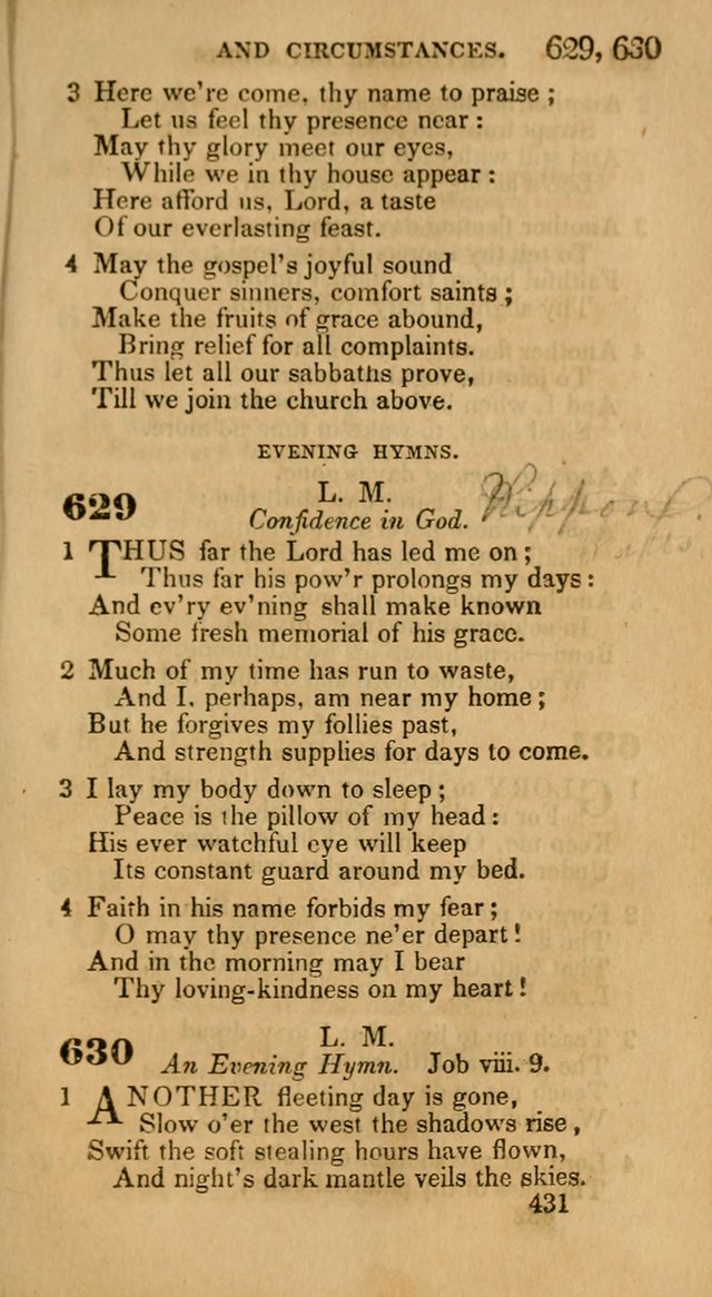 Hymns: selected and original, for public and private worship (30th ed.) page 431