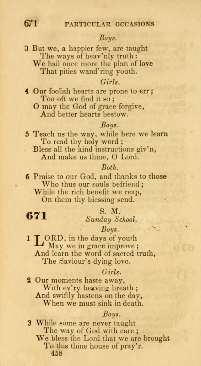 Hymns: selected and original, for public and private worship (30th ed.) page 458