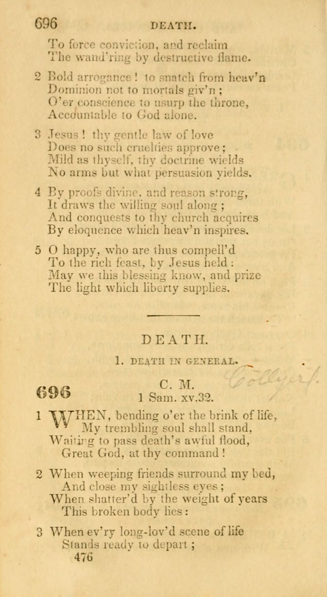 Hymns: selected and original, for public and private worship (30th ed.) page 476