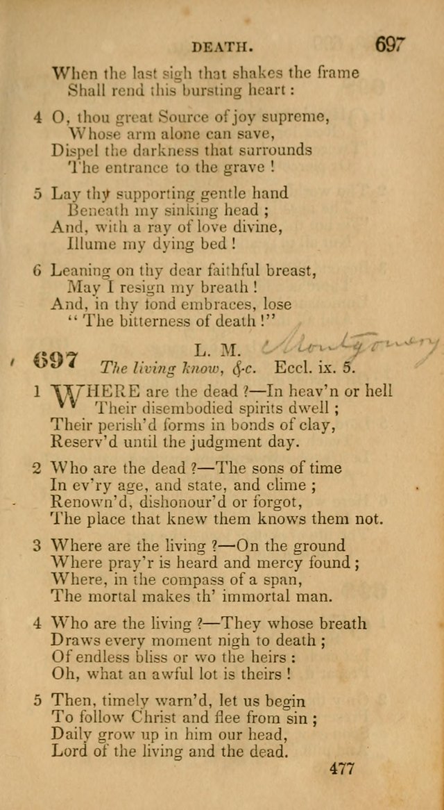 Hymns: selected and original, for public and private worship (30th ed.) page 477