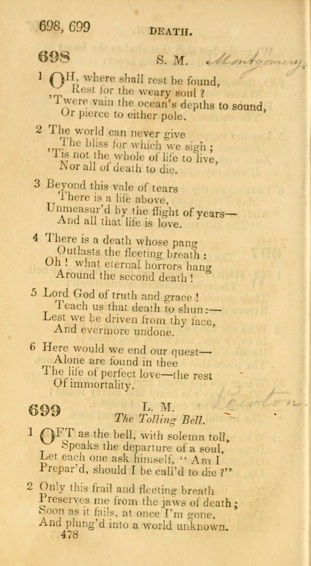 Hymns: selected and original, for public and private worship (30th ed.) page 478