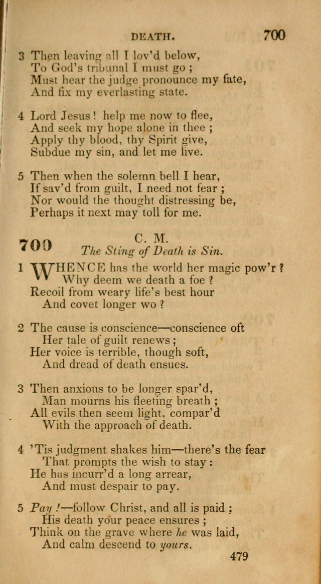 Hymns: selected and original, for public and private worship (30th ed.) page 479