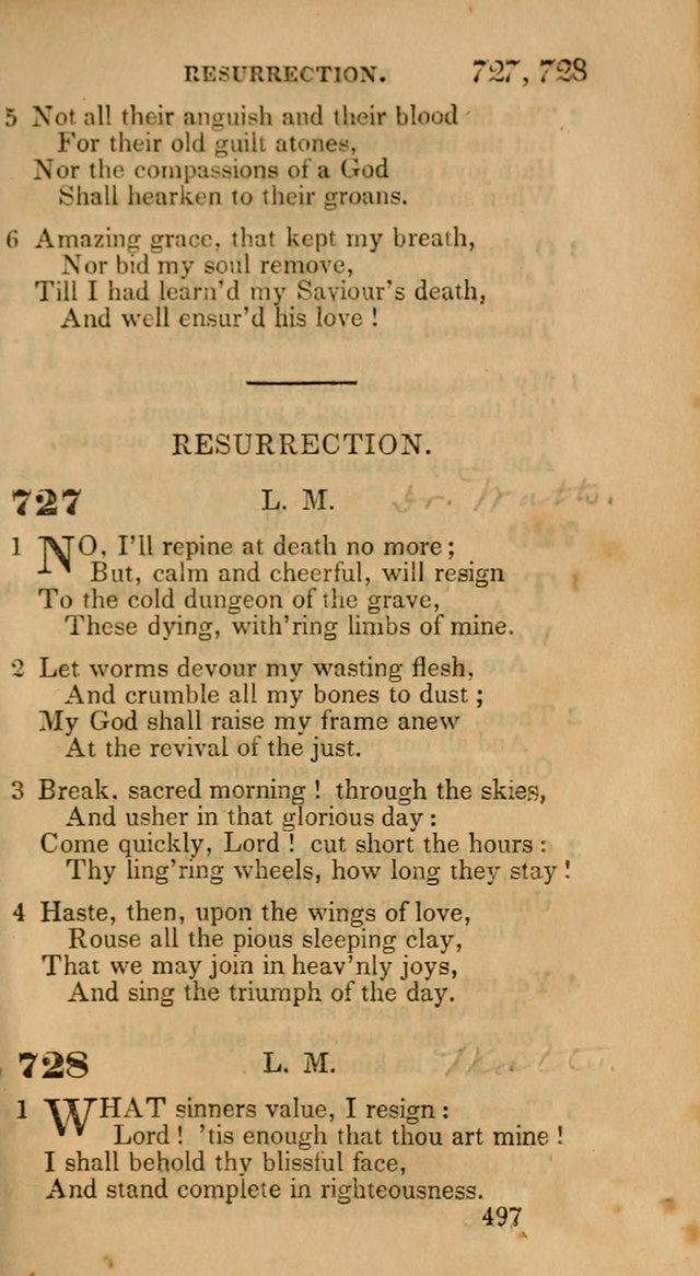 Hymns: selected and original, for public and private worship (30th ed.) page 497