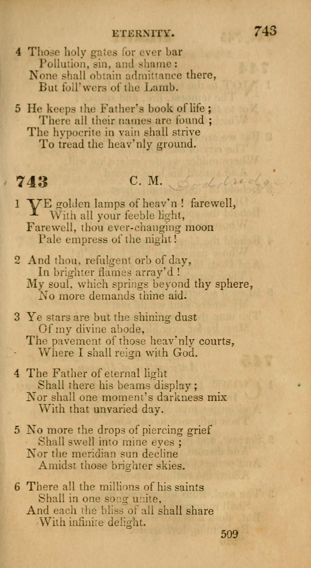 Hymns: selected and original, for public and private worship (30th ed.) page 509