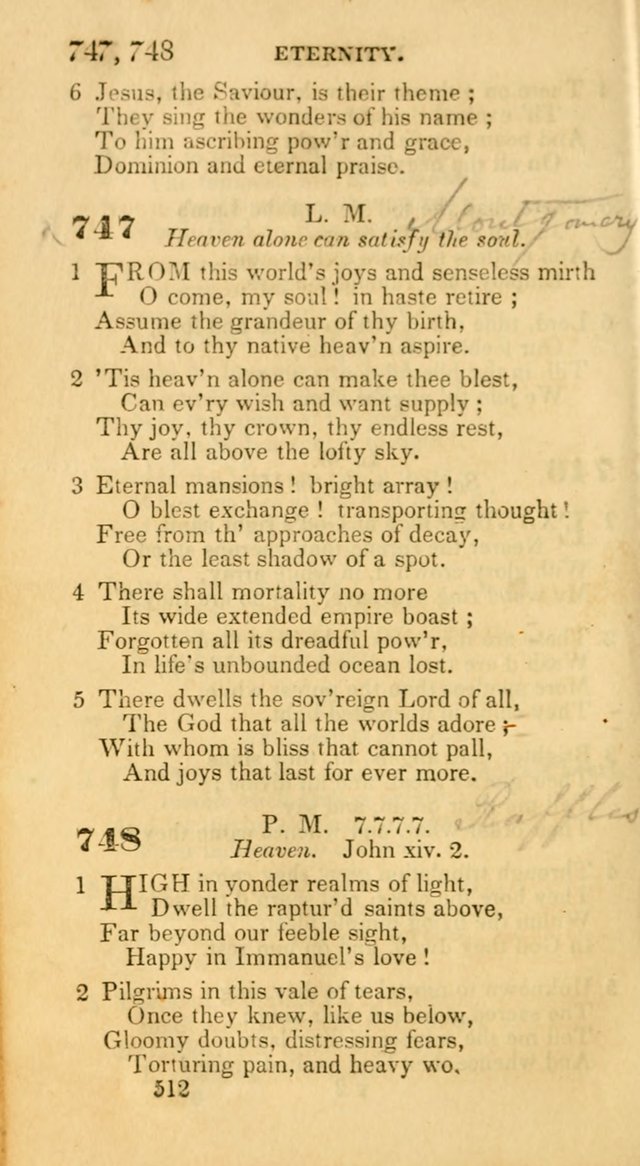 Hymns: selected and original, for public and private worship (30th ed.) page 512